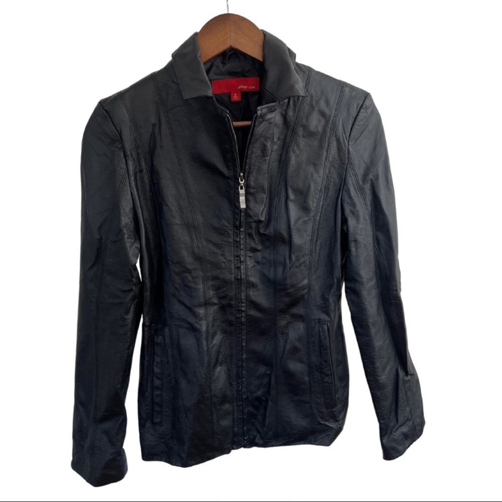 Black Max USA Women’s Genuine Leather Black Fitted Zipper Up Jacket Size Small